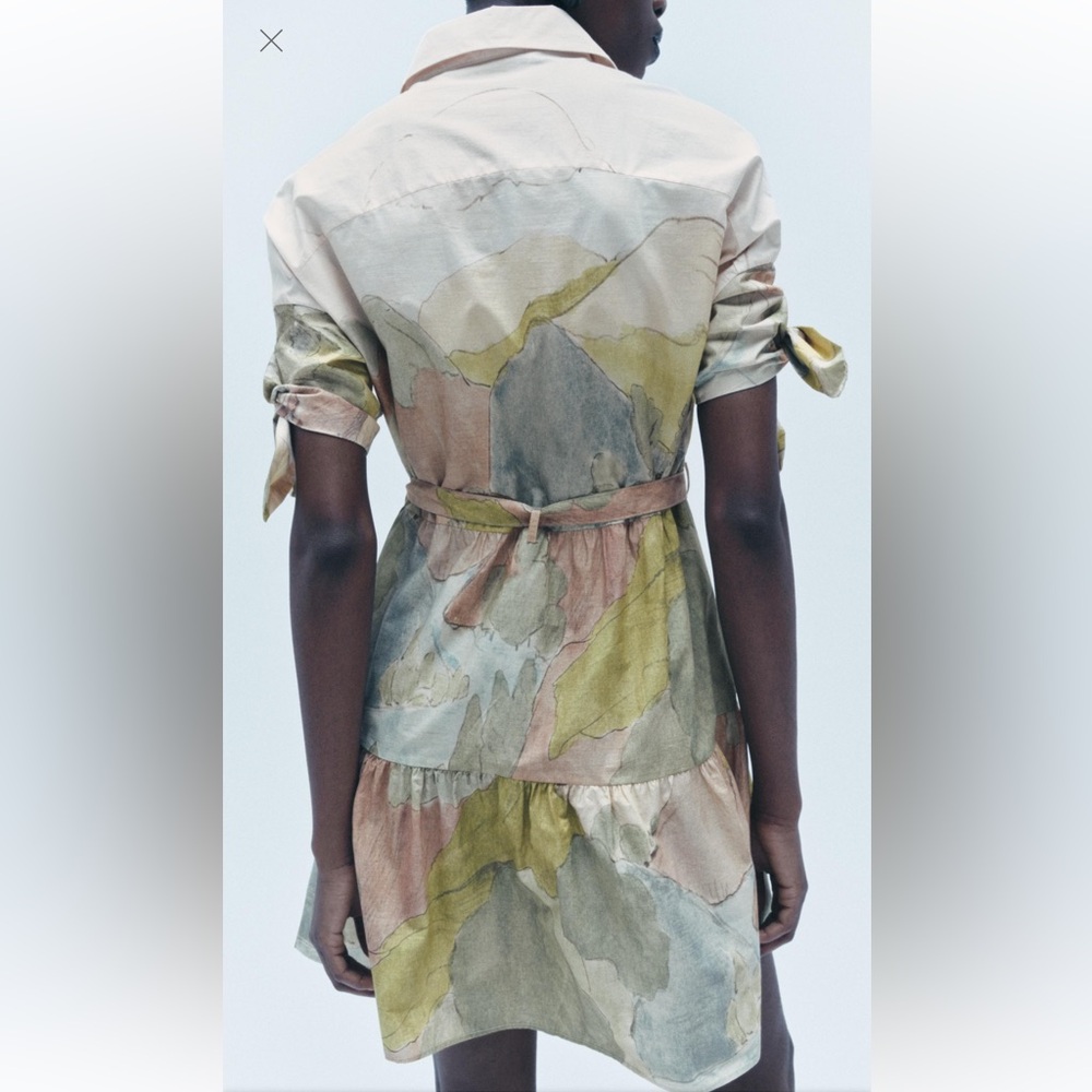 Zara Cream and Pastel Multicolor Shirt Dress - Picture 4 of 14